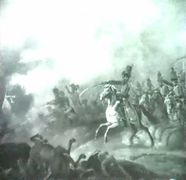 A Battle Scene Oil Painting by Jacques Bertaux