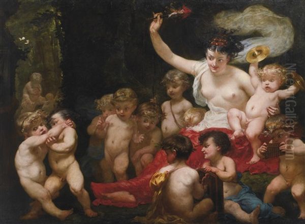 La Folie Et Les Jeux Enfantins Oil Painting by Hippolyte-Dominique Berteaux