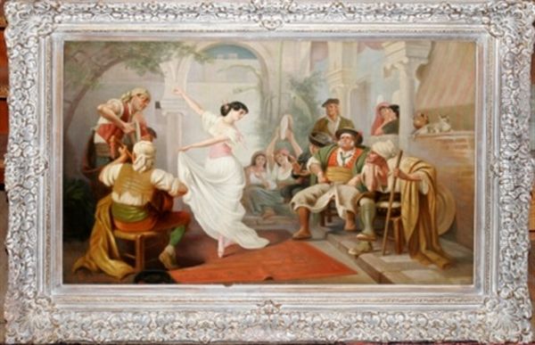 Woman Dancing Oil Painting by Hippolyte-Dominique Berteaux