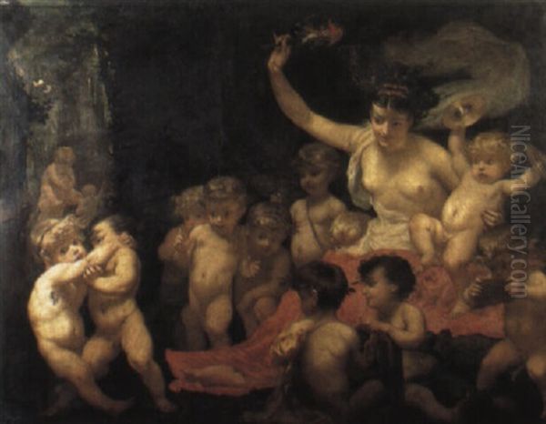 La Folie Et Les Jeux Enfantins Oil Painting by Hippolyte-Dominique Berteaux