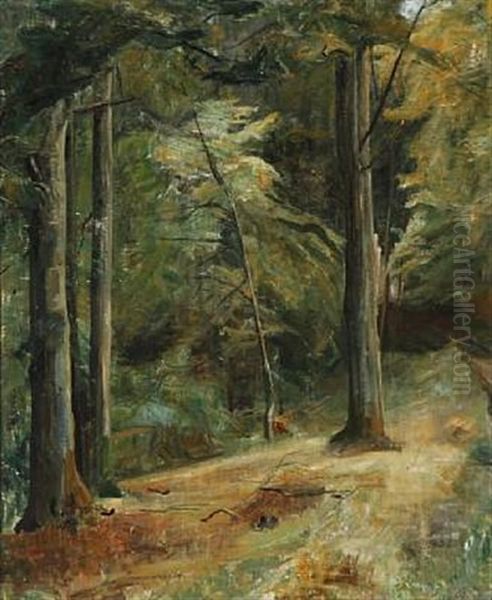 Forest Scene Oil Painting by Aage Bertelsen