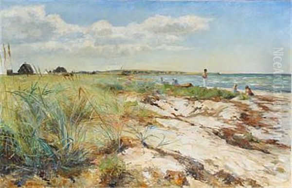 Summer Day On The Beach Oil Painting by Aage Bertelsen