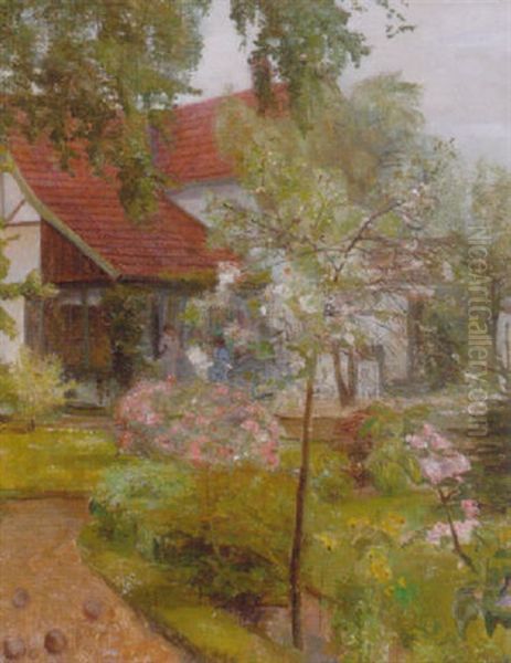 Bluhender Garten Oil Painting by Aage Bertelsen