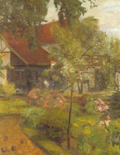 Bluhender Garten Oil Painting by Aage Bertelsen