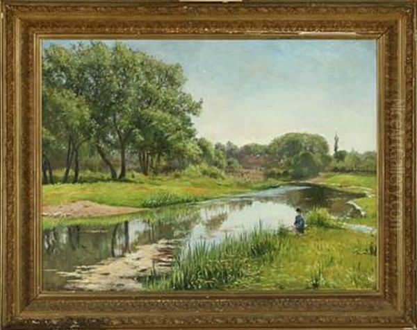 Aaen Ved Lille Naestved, Foraaret Oil Painting by Rudolf Bertelsen