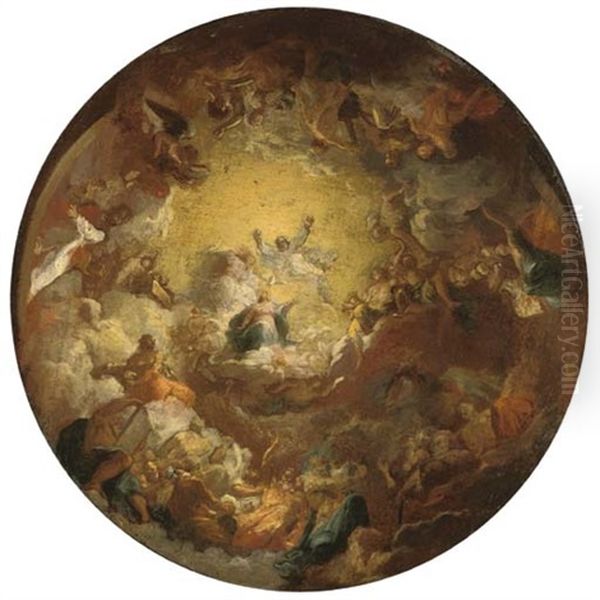 The Assumption Of The Virgin: A Modello For A Domed Ceiling Oil Painting by Antoine Berthelemy