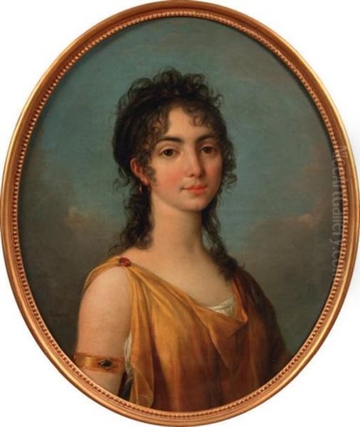 Portrait De Femme A La Robe Jaune by Jean-Simon Berthelemy