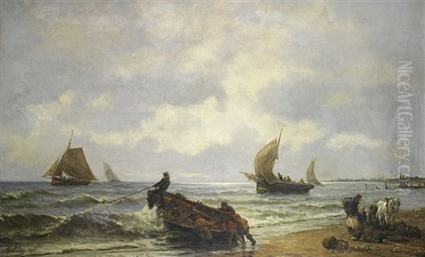 Le Depart Pour La Peche Oil Painting by Pierre Emile Berthelemy