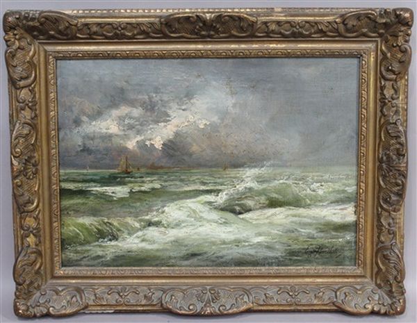 Marine Par Gros Temps Oil Painting by Eugene Berthelon