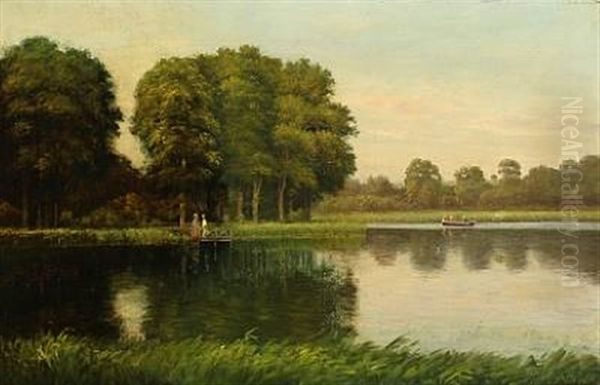 Sommerdag Ved Veringe Oil Painting by Christian Bernh. Severin Berthelsen