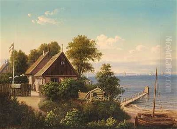 Fisker Riff's Hus I Alsgarde Oil Painting by Christian Bernh. Severin Berthelsen