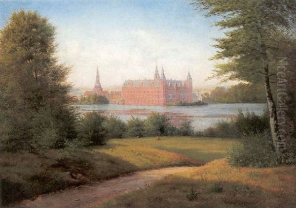 Aussicht Auf Schlos Frederiksburg Oil Painting by Christian Bernh. Severin Berthelsen