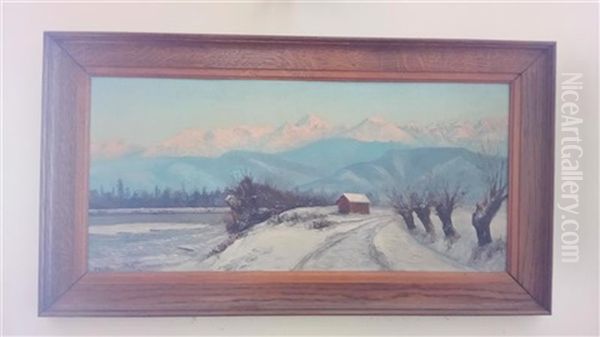 Montagne De Belledonne Au Couchant Oil Painting by Paul Berthier