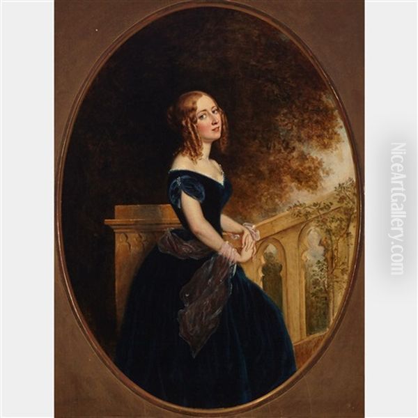 Portrait Of A Young Lady (also Known As Mrs. John Beverley Robinson, 1845) Oil Painting by George Theodore Berthon