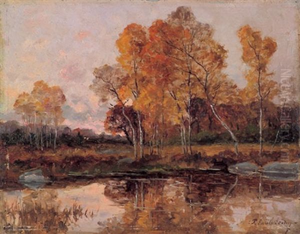 Herbstlicher Weiher Oil Painting by Paul Berthon