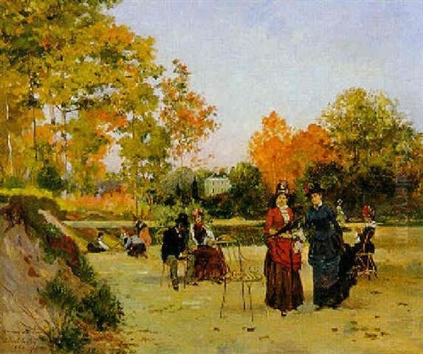 Promenade Au Jardin Oil Painting by Paul Berthon