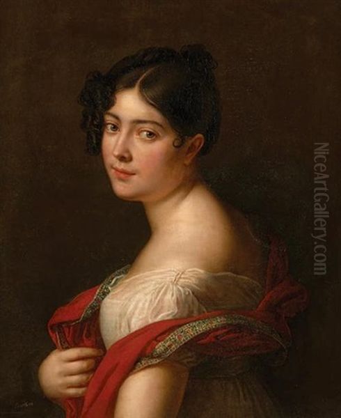 Portrait De Femme Oil Painting by Rene Theodore Berthon