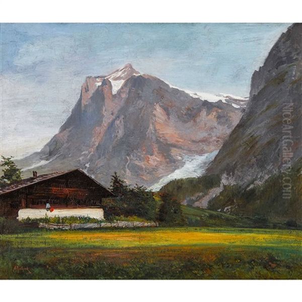 Grindelwald Mit Dem Wetterhorn Oil Painting by Alfred Henri Berthoud