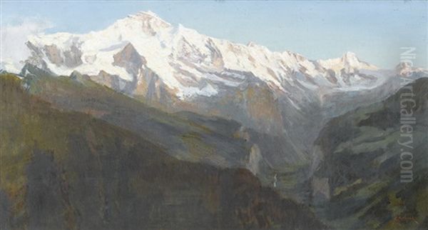 Lauterbrunnental Mit Jungfrau-massiv Oil Painting by Alfred Henri Berthoud