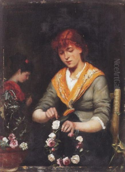 Venezianische Blumenkranzbinderin Oil Painting by Alfred Henri Berthoud