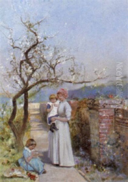 The Happy Mother Oil Painting by Alfred Henri Berthoud