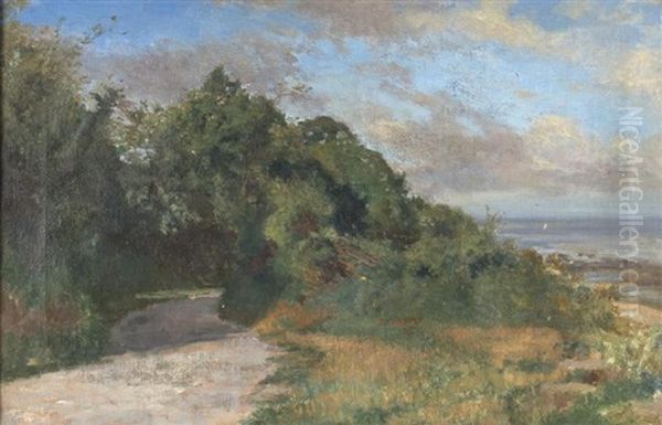 Chemin Au Bord Du Lac Leman Oil Painting by Auguste Henry Berthoud