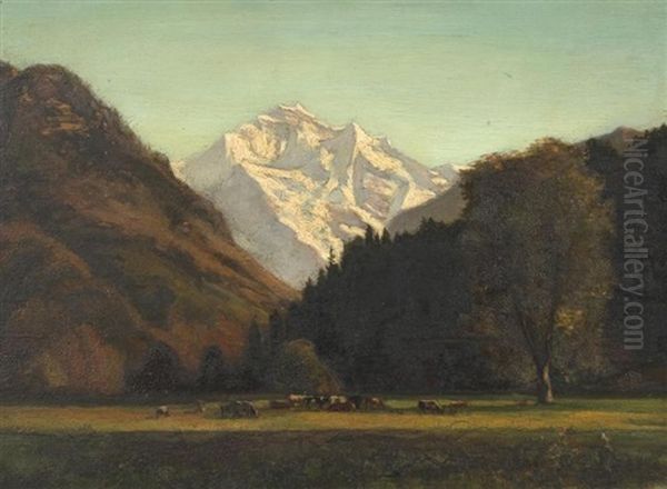 Vue Du Mont-blanc Oil Painting by Auguste Henry Berthoud