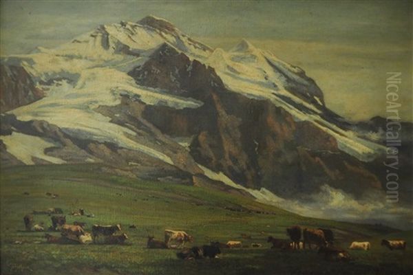 Paturage Oil Painting by Auguste Henry Berthoud