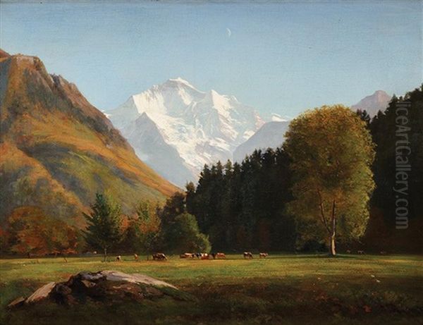 Vue Du Mont Blanc Oil Painting by Auguste Henry Berthoud