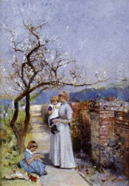 Les Enfants Au Jardin Oil Painting by Auguste Henry Berthoud