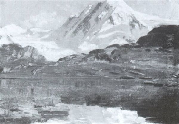 Snow-covered Mountains Oil Painting by Auguste Henry Berthoud