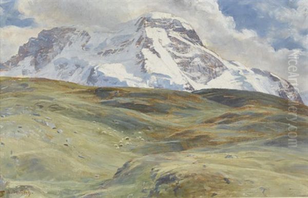 Alpenpartie Mit Sicht Auf Das Breithorn Oil Painting by Blanche Berthoud