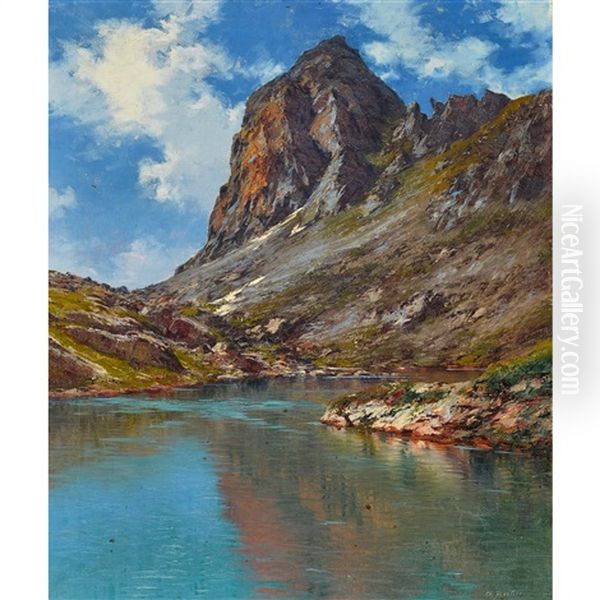 Lac Merlat Oil Painting by Charles Alexandre Bertier