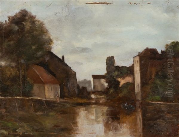 Sassenage, Bords De L'isere Oil Painting by Charles Alexandre Bertier