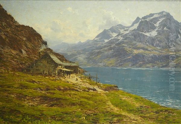 Les Sept Laux Et Le Massif D'allevard Oil Painting by Charles Alexandre Bertier