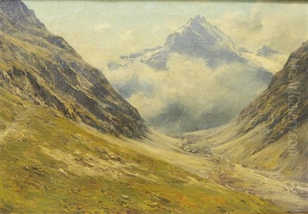 Le Torrent De La Romanche Et Roche-meane Vus Depuis L'alpe De Villar D'arene Oil Painting by Charles Alexandre Bertier