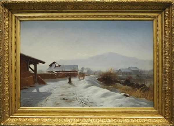 Chemin Enneige Dans La Plaine Du Rondeau Oil Painting by Charles Alexandre Bertier