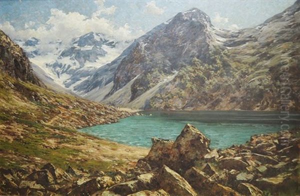 Lac De Montagne Oil Painting by Charles Alexandre Bertier