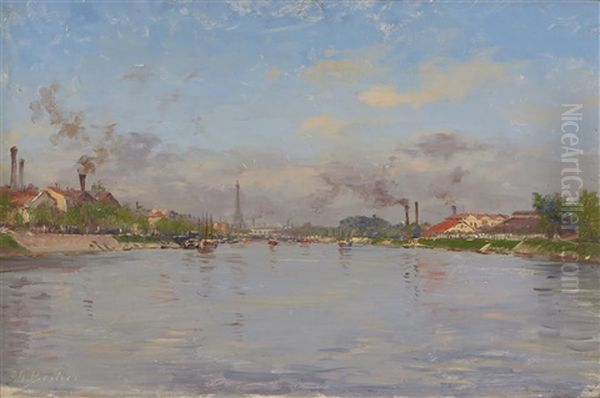 Bords De La Seine, A Billancourt Oil Painting by Charles Alexandre Bertier