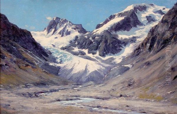 Le Glacier De La Pilatte Oil Painting by Charles Alexandre Bertier