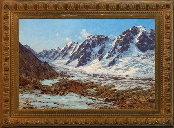 L'aiguille Verte Et La Chaine Des Courtes, Massif Du Mont-blanc Oil Painting by Charles Alexandre Bertier