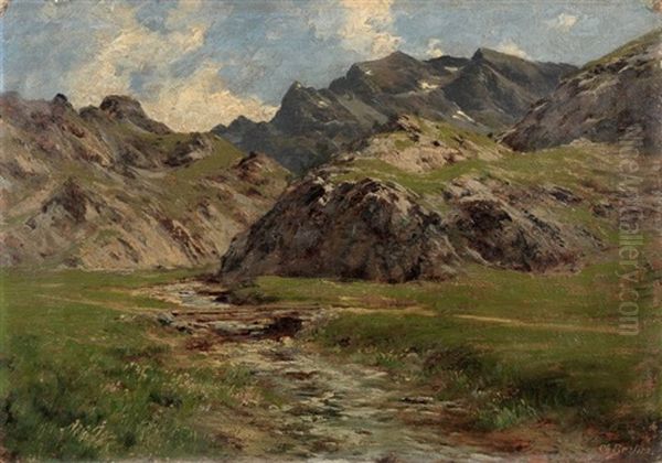 Une Source Dans Les Alpes Oil Painting by Charles Alexandre Bertier