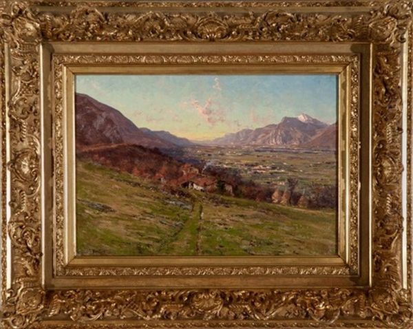 La Plaine De Grenoble Vue Des Vouillants (fontaine) Oil Painting by Charles Alexandre Bertier