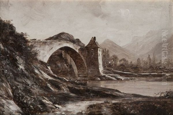 Le Pont De Claix Oil Painting by Charles Alexandre Bertier