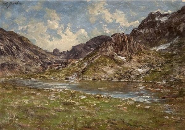 Le Lac Clare Dans Le Massif De Belledonne Oil Painting by Charles Alexandre Bertier