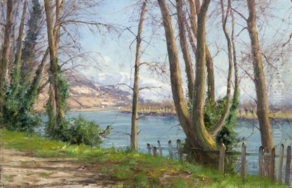 Les Bords De L'isere Oil Painting by Charles Alexandre Bertier