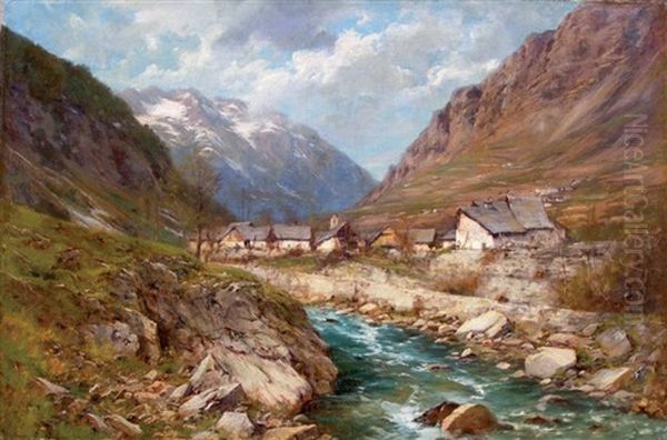 Gorges Du Veineon (oisans) Oil Painting by Charles Alexandre Bertier