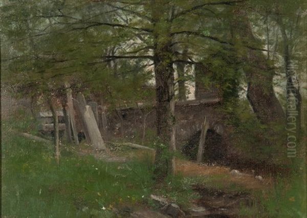 Un Pont En Sous-bois Oil Painting by Charles Alexandre Bertier