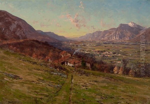 La Plaine De Grenoble, Vue Des Vouillants Oil Painting by Charles Alexandre Bertier