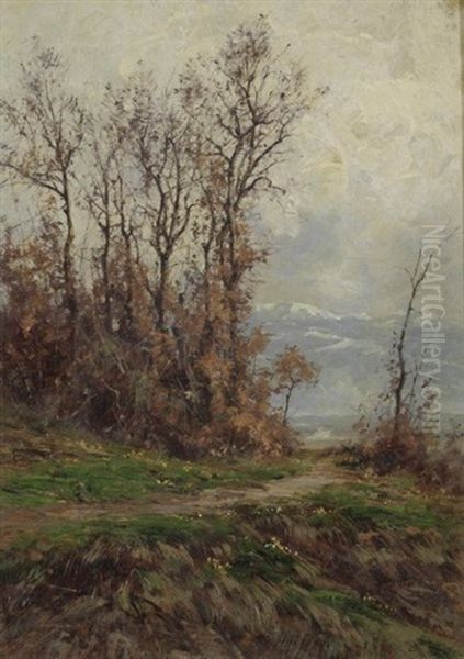 Weg Am Rande Eines Eichenwaldes Oil Painting by Charles Alexandre Bertier